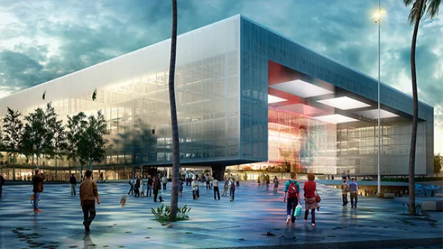 Antel Arena más cerca: Grúas Mar le pone el techo