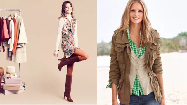 H & M: Vestido estampado sobre pollero y parkas estilo militar.