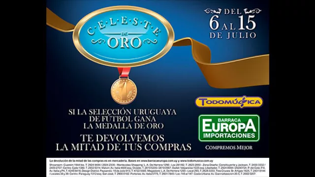 Si la Celeste trae la “dorada” de Londres, Barraca Europa y Todomúsica -otra vez- te devuelven la mitad