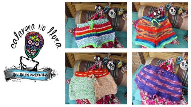 varias opciones de shorcitos tejidos en hilo, de distintas tonalidades de la colección primavera-verano.